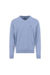 Fynch Hatton Mens Blue Superfine Cotton V Neck Jumper