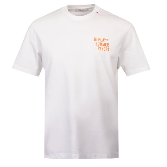 Replay Mens White Summer Resort Print T-Shirt