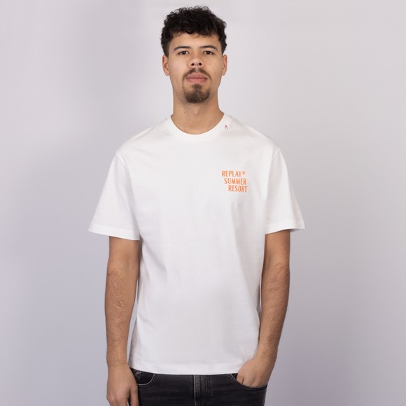Replay Mens White Summer Resort Print T-Shirt main image