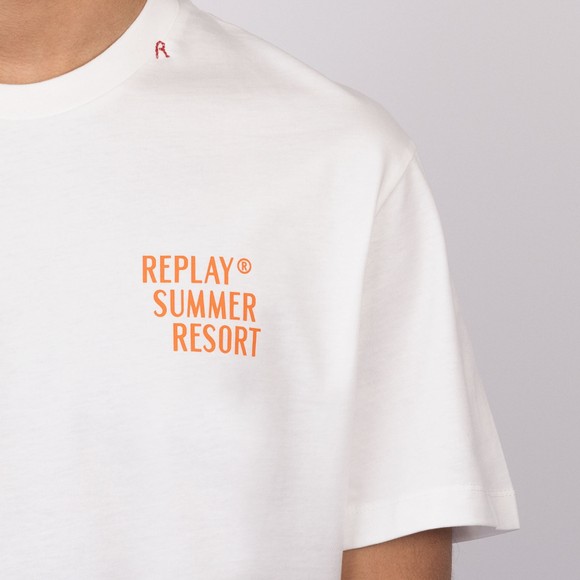 Replay Mens White Summer Resort Print T-Shirt main image