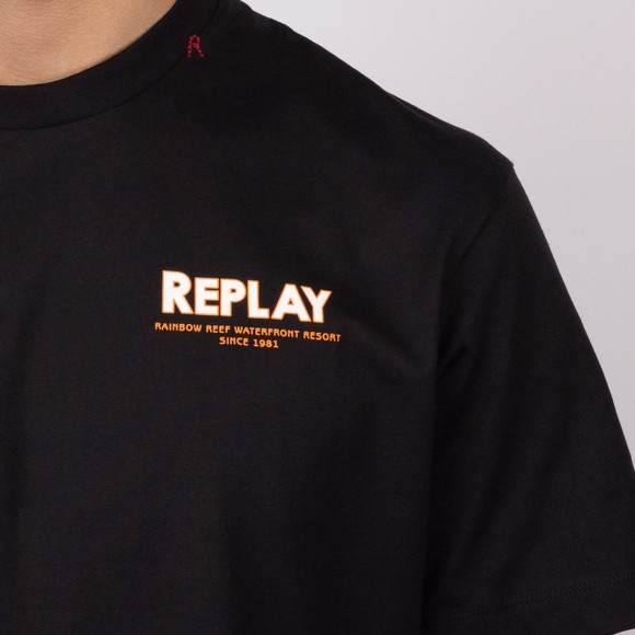 Replay Mens Black Fiji Print T-Shirt main image