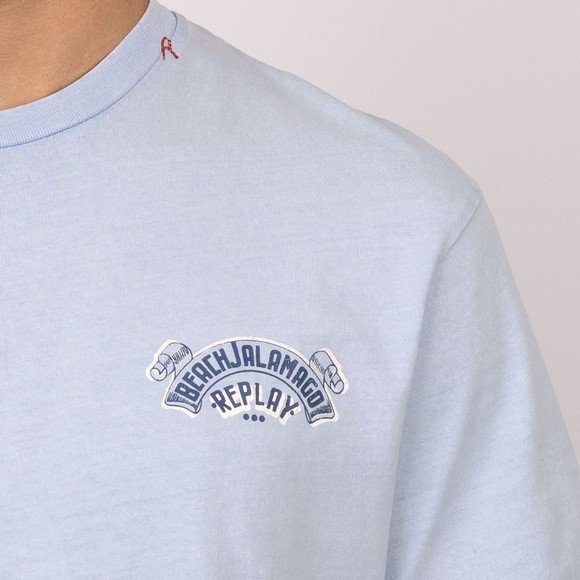 Replay Mens Blue Beach Print T-Shirt main image