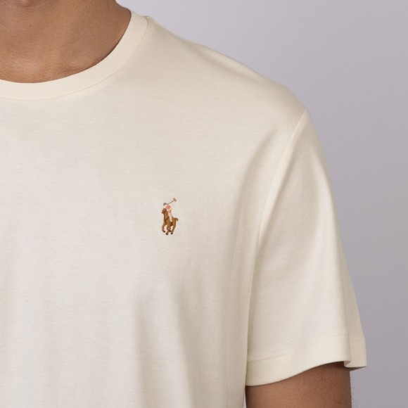 Polo Ralph Lauren Mens Off-White Custom Slim Fit Pima Cotton T Shirt #3