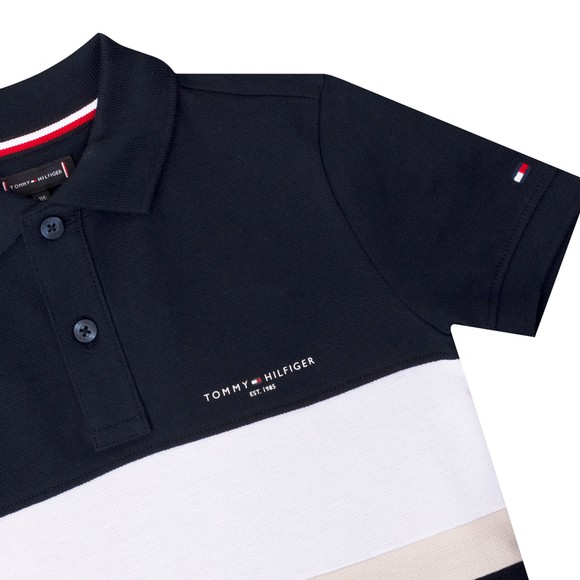Tommy Hilfiger Kids Boys Blue Mini Corp Emb Colourblock Polo Shirt #3