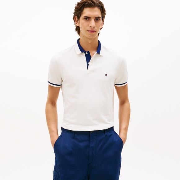 Tommy Hilfiger Mens Off-White Colour Blocked Collar Polo