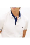 Tommy Hilfiger Mens Off-White Colour Blocked Collar Polo