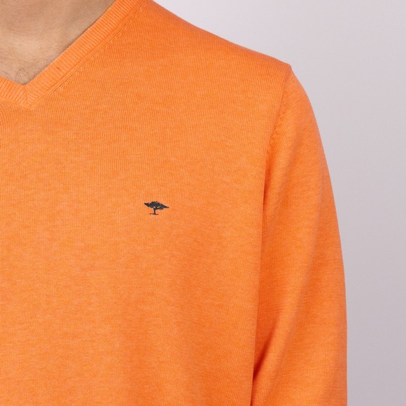 Fynch Hatton Mens Orange Superfine Cotton V Neck Jumper main image
