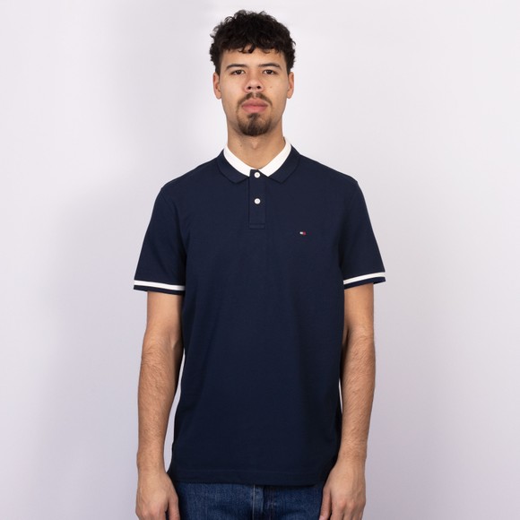 Tommy Hilfiger Mens Blue Colour Blocked Collar Polo