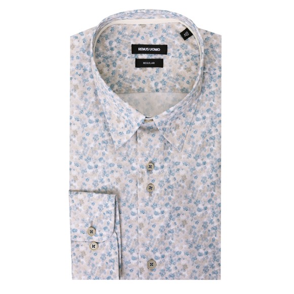 Remus Mens Beige Faded Floral Shirt