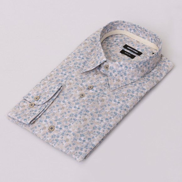 Remus Mens Beige Faded Floral Shirt