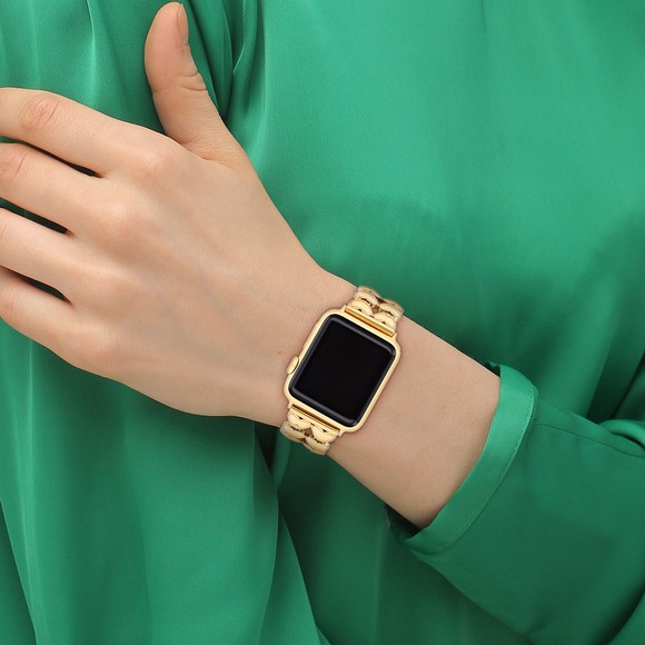 Coach Womens Gold Gold Link Valentines Apple Watch Strap #3