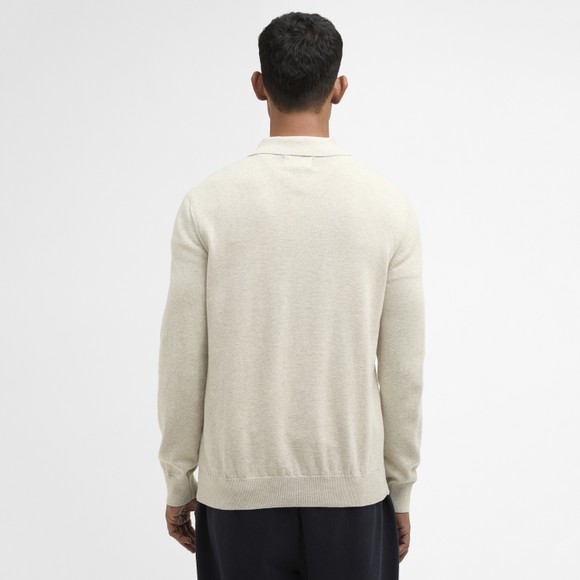 Barbour Lifestyle Mens Off-White Pima Cotton Knitted Polo Shirt #3