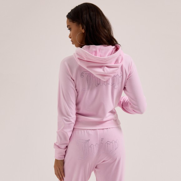 Juicy Couture Womens Pink Madison Col Outline Velour Hoody #3