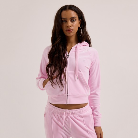 Juicy Couture Womens Pink Madison Col Outline Velour Hoody #4