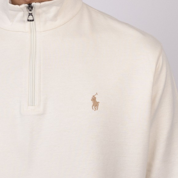 Polo Ralph Lauren Mens Off-White Luxury Jersey Half Zip Sweatshirt #3