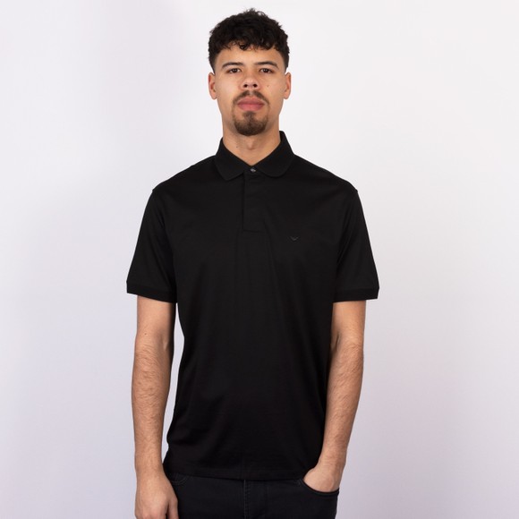 Emporio Armani Mens Black Embroidered Eagle Pima Cotton Polo Shirt #3