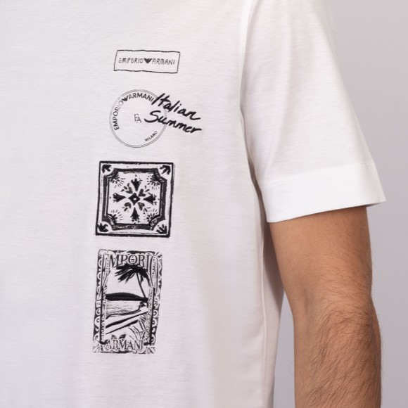 Emporio Armani Mens White Multi Logo T Shirt #3