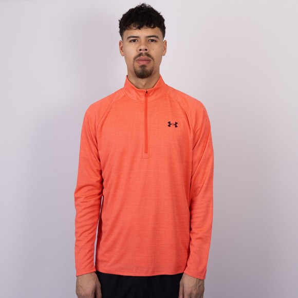 Under Armour Mens Red Tech Textured Half Zip Long Sleeve T-Shirt main image