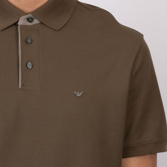 Emporio Armani Mens Brown Placket Trim Polo Shirt #3