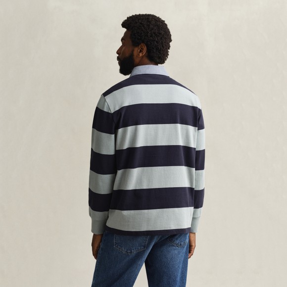 Gant Mens Green Chambray Stripe Heavy Rugby Shirt main image