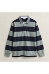 Gant Mens Green Chambray Stripe Heavy Rugby Shirt
