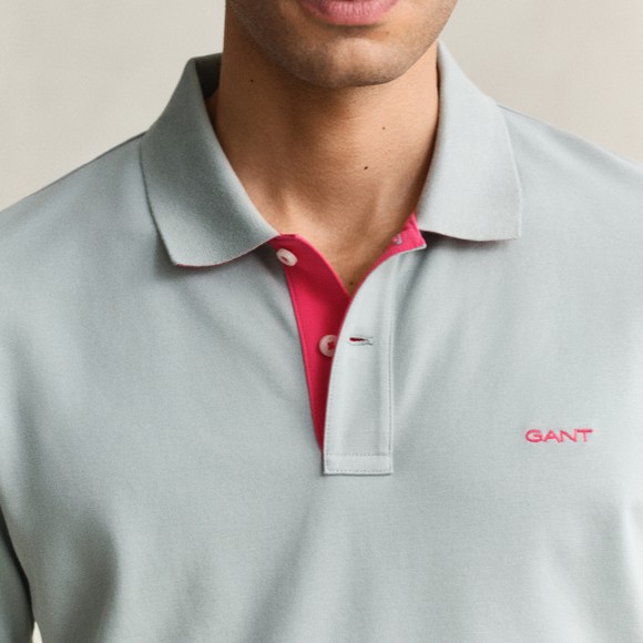 Gant Mens Green Contrast Pique Polo Shirt main image