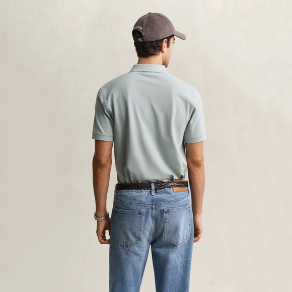 Gant Mens Green Contrast Pique Polo Shirt main image