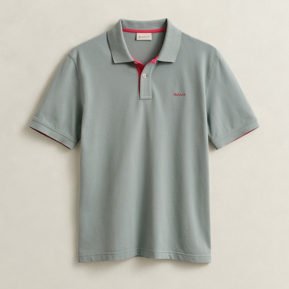 Gant Mens Green Contrast Pique Polo Shirt