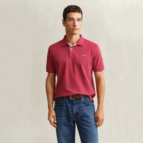 Gant Mens Red Contrast Pique Polo Shirt main image
