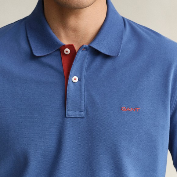 Gant Mens Blue Contrast Pique Polo Shirt