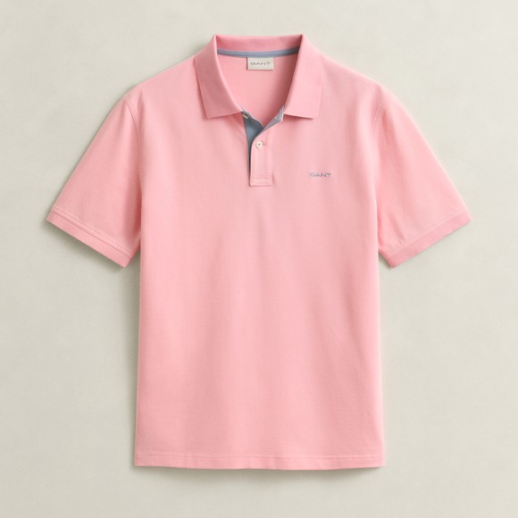 Gant Mens Pink Contrast Pique Polo Shirt