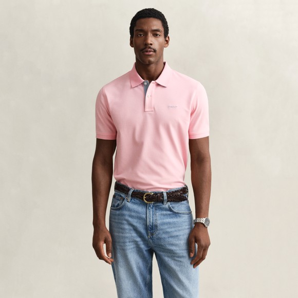Gant Mens Pink Contrast Pique Polo Shirt main image