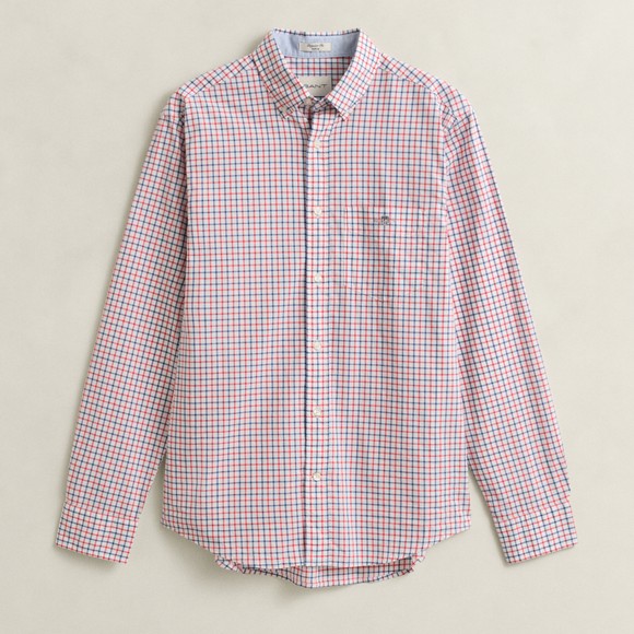 Gant Mens Red Reg Classic Poplin Check Shirt