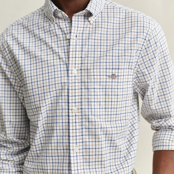 Gant Mens Beige Reg Classic Poplin Check Shirt main image