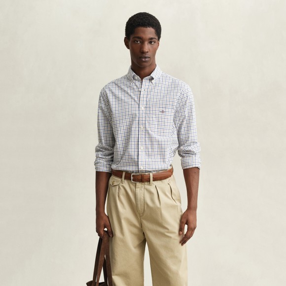 Gant Mens Beige Reg Classic Poplin Check Shirt
