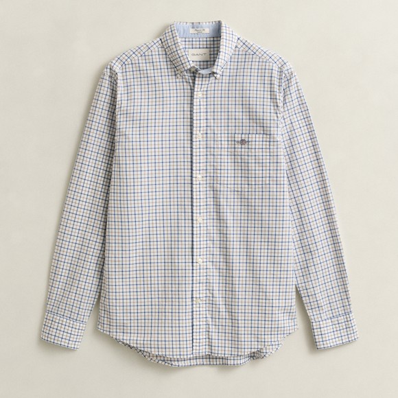 Gant Mens Beige Reg Classic Poplin Check Shirt