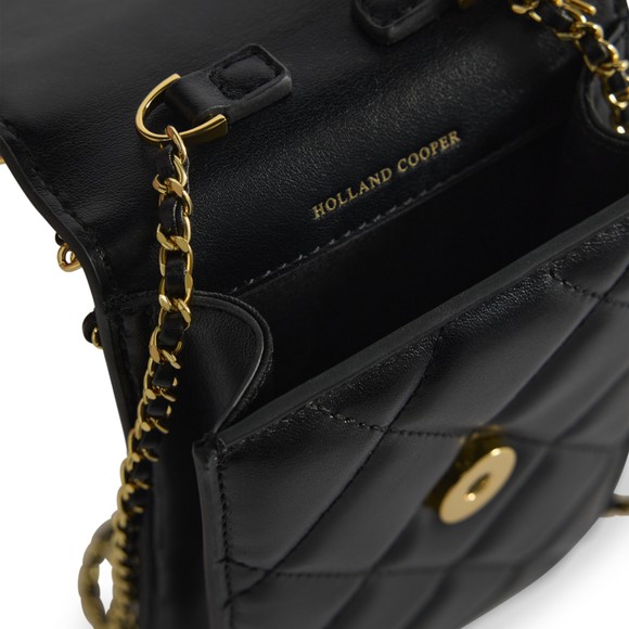 Holland Cooper Womens Black Quilted Chain Crossbody Pouch #3