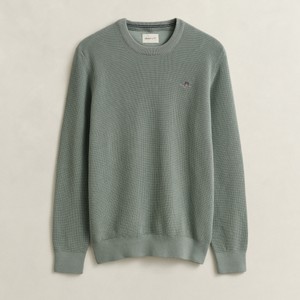 Micro Textured Cotton Crewneck Jumper