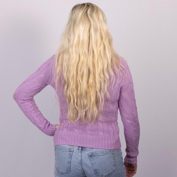 Polo Ralph Lauren Womens Purple Julianna Cotton Cable Crew Jumper #3
