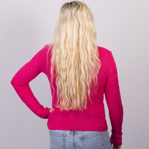Polo Ralph Lauren Womens Pink Julianna Cotton Cable Crew Jumper #3