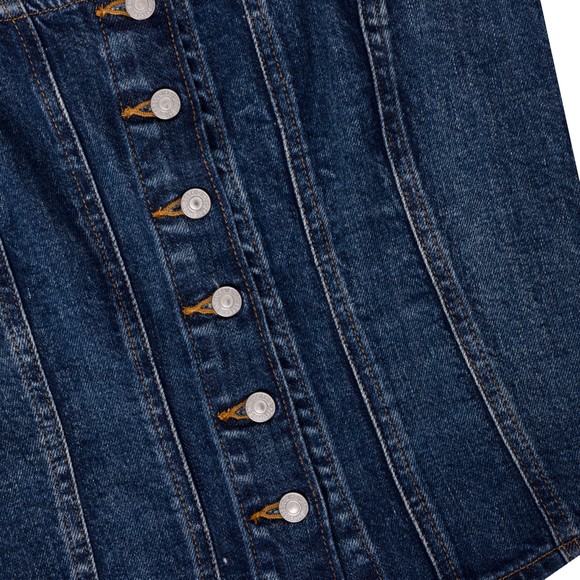 Levi's ® Womens Blue Buttoned Sleeveless Sculpted Denim Top  #3