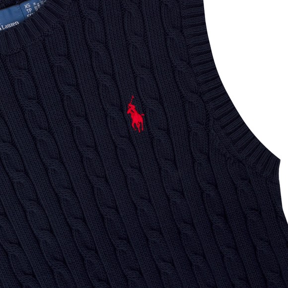 Polo Ralph Lauren Womens Blue Cable Knit Cotton Sweater Vest #3