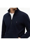 Tommy Hilfiger Mens Blue Essential New Terry 1/4 Zip Sweatshirt
