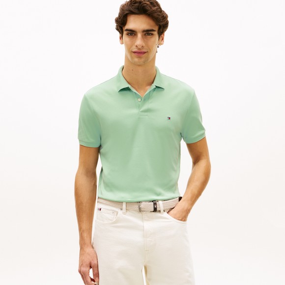 Tommy Hilfiger Mens Green Liquid Cotton Polo Shirt