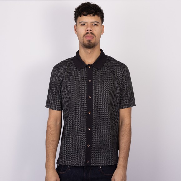 PS Paul Smith Mens Black All Over Pattern Button Through Polo Shirt #3