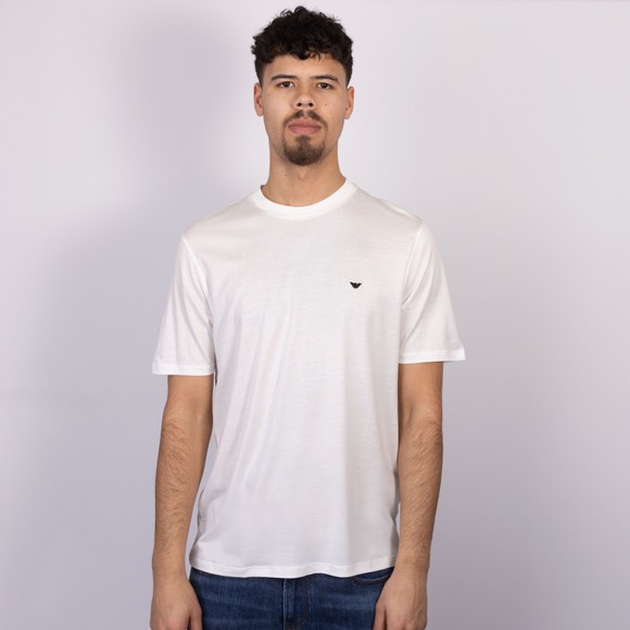 Emporio Armani Mens White Embroidered Eagle Pima Cotton T Shirt #3