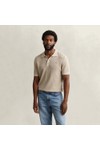 Gant Mens Beige Micro Textured Cotton Polo Shirt