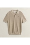 Gant Mens Beige Micro Textured Cotton Polo Shirt