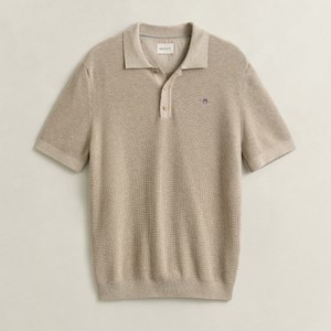 Micro Textured Cotton Polo Shirt