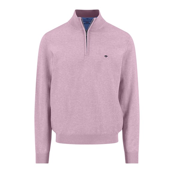 Fynch Hatton Mens Pink Troyer Quarter Zip Jumper main image